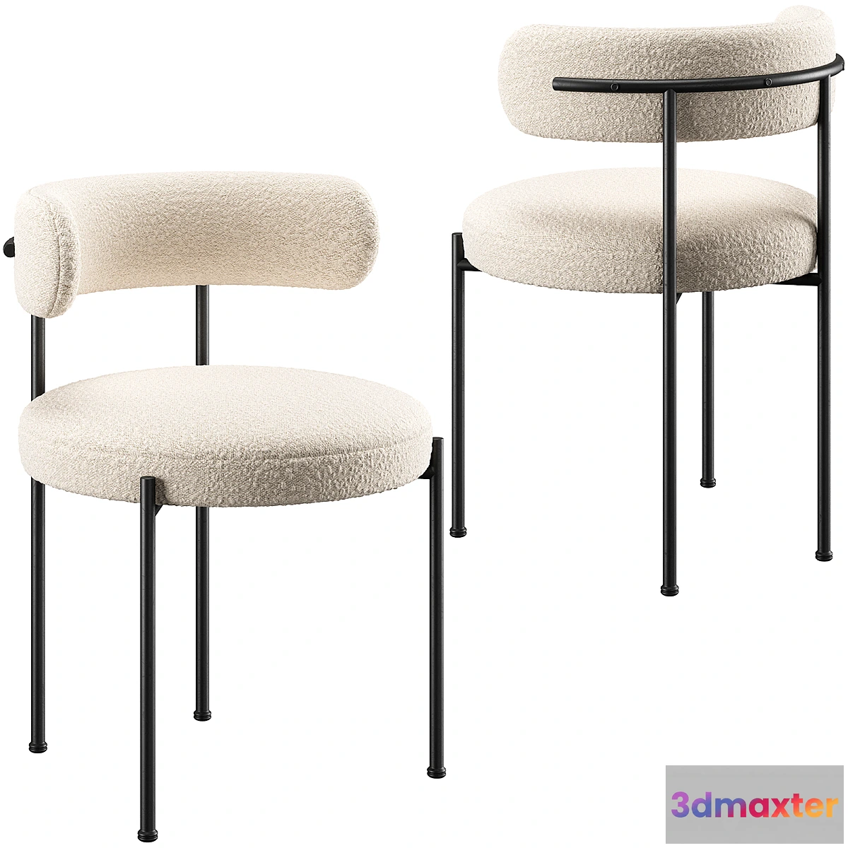 1428564 - CB2 Inesse Boucle Ivory Dining Chair 3D Max