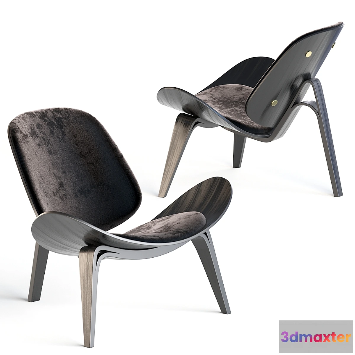 1432188 - Carl Hansen CH07 Shell Chair Lounge Chair black 3D Max