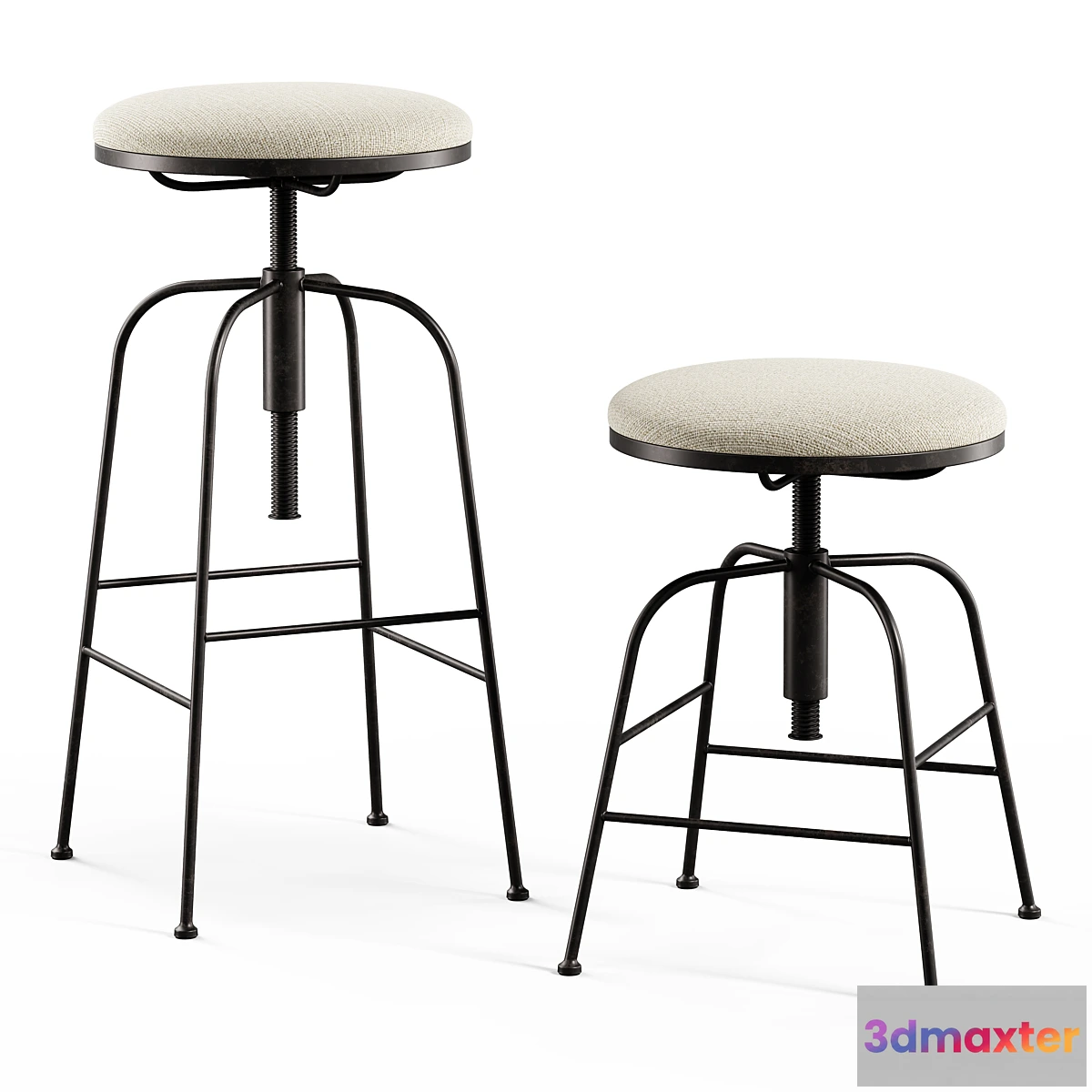 1432618 - Zara Home - Linen swivel stool 3D Max