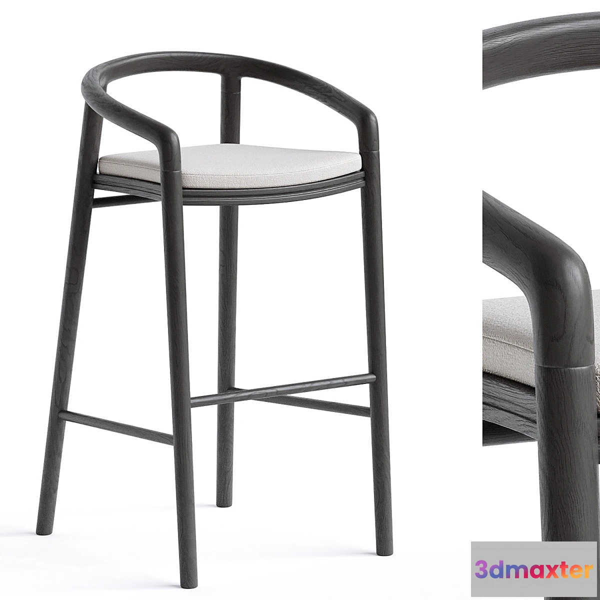 1433006 - Solid Bar Stool with back Manutti 3D Max