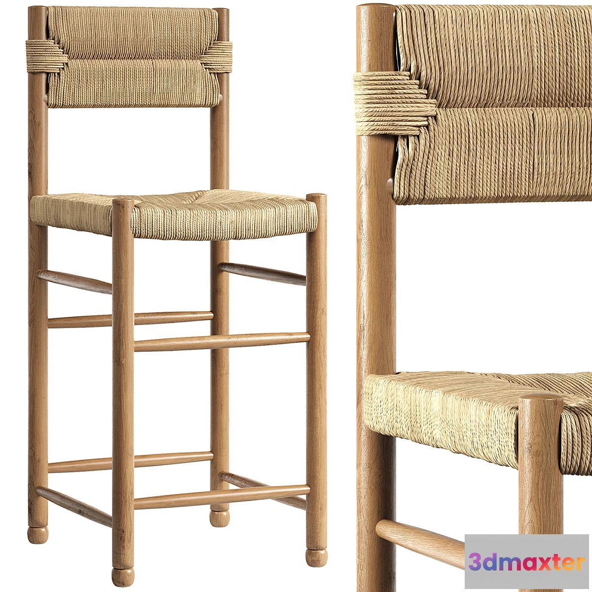 1433346 - Rattan chair  Charlotte Counter Stool 3D Max