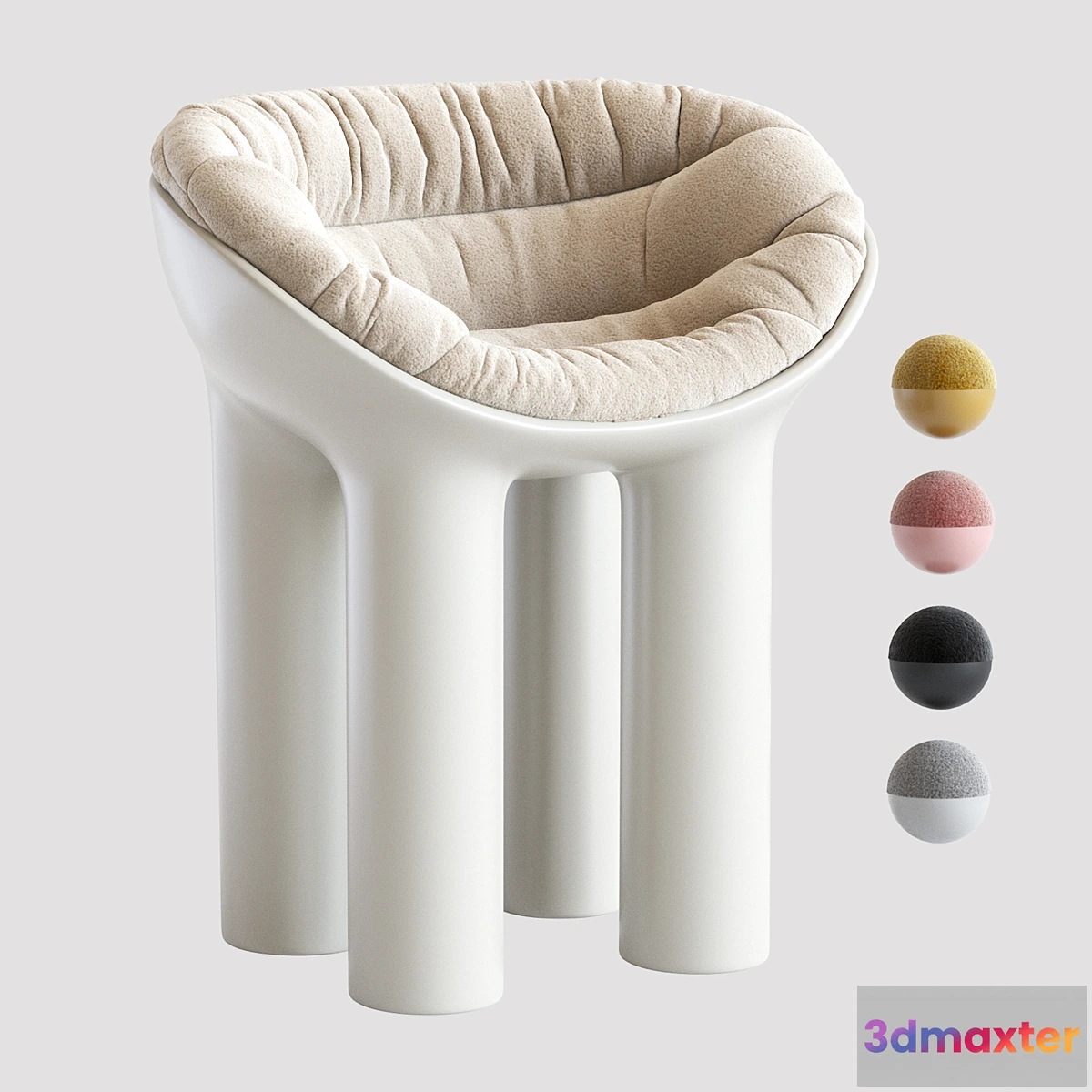 1438516 - Faye Toogood Roly Poly Contemporary Dining Chair in Cream Fibreglass London 3D Max