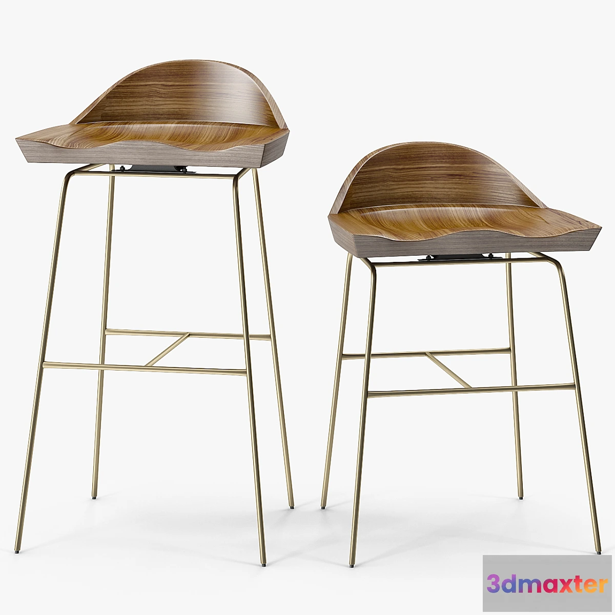 1440814 - Bassam Fellows Spindle Low Back Stools 3D Max