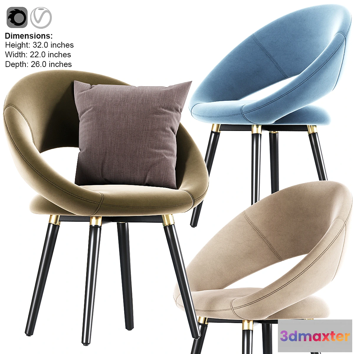 1441020 - Modern Armchair With Pillow 3D Max