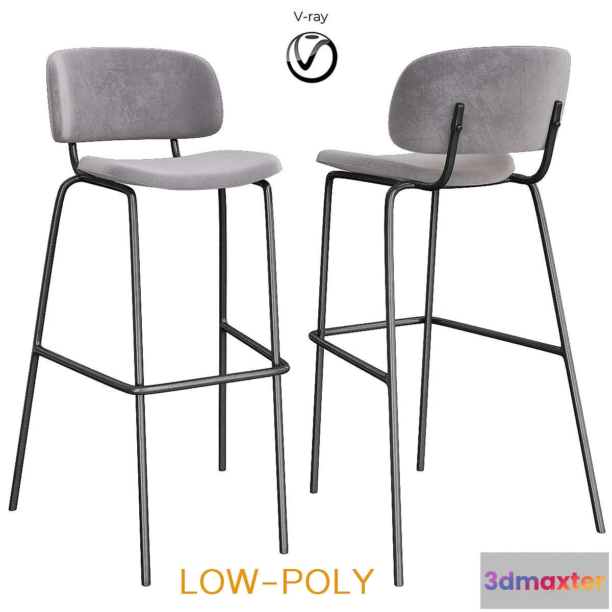 1441180 - Bar stool Biarritz Bar Gray (low poly) 3D Max