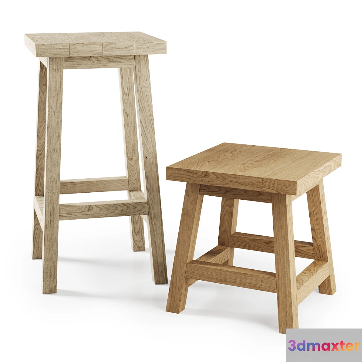 1441490 - Wooden Bar stool and Backless stool 3D Max