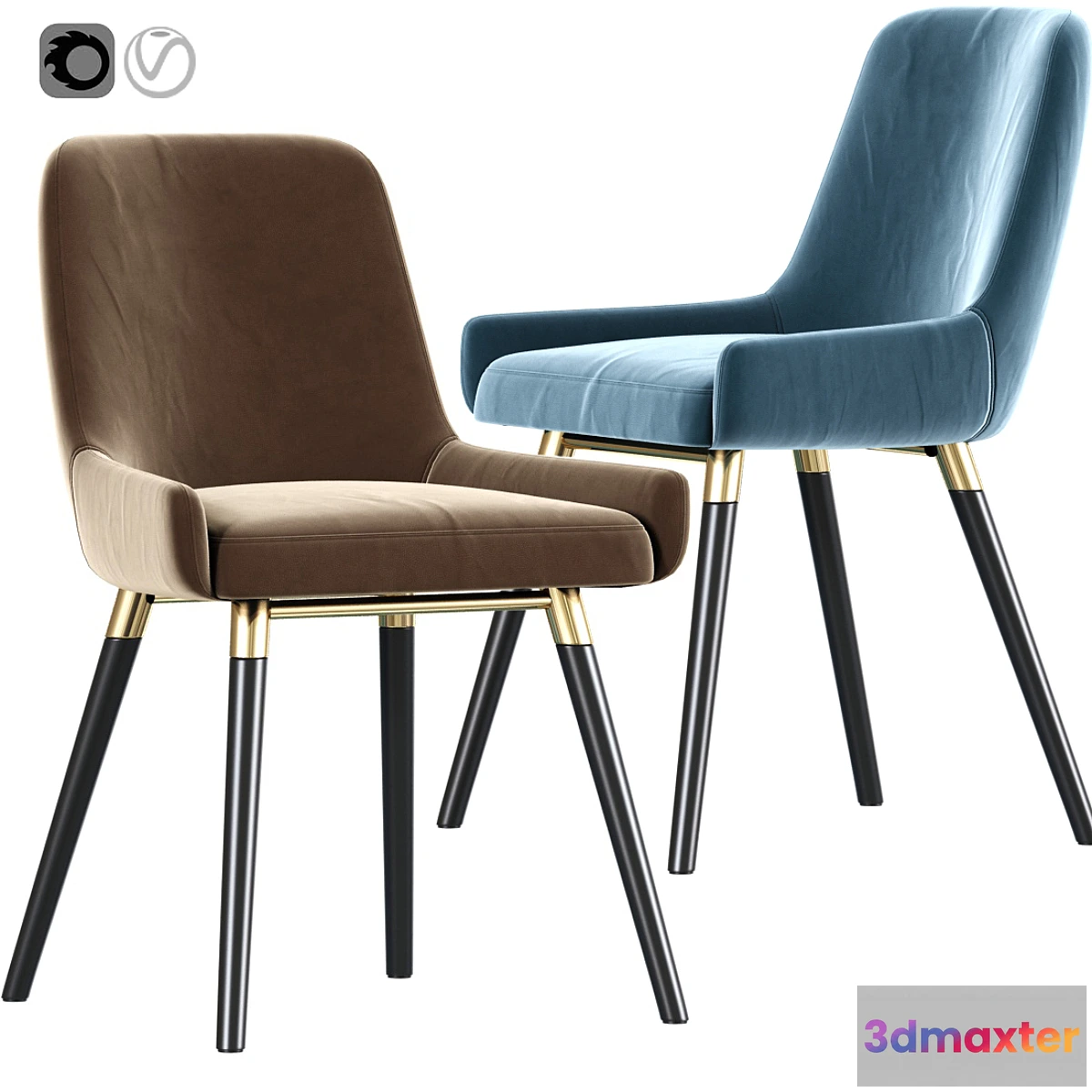 1446258 - Ade Modern Gray Fabric Dining Chairs 3D Max