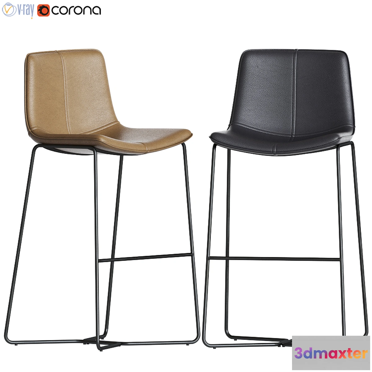 1462594 - Slope Leather Bar. Counter Stools West elm 3D Max