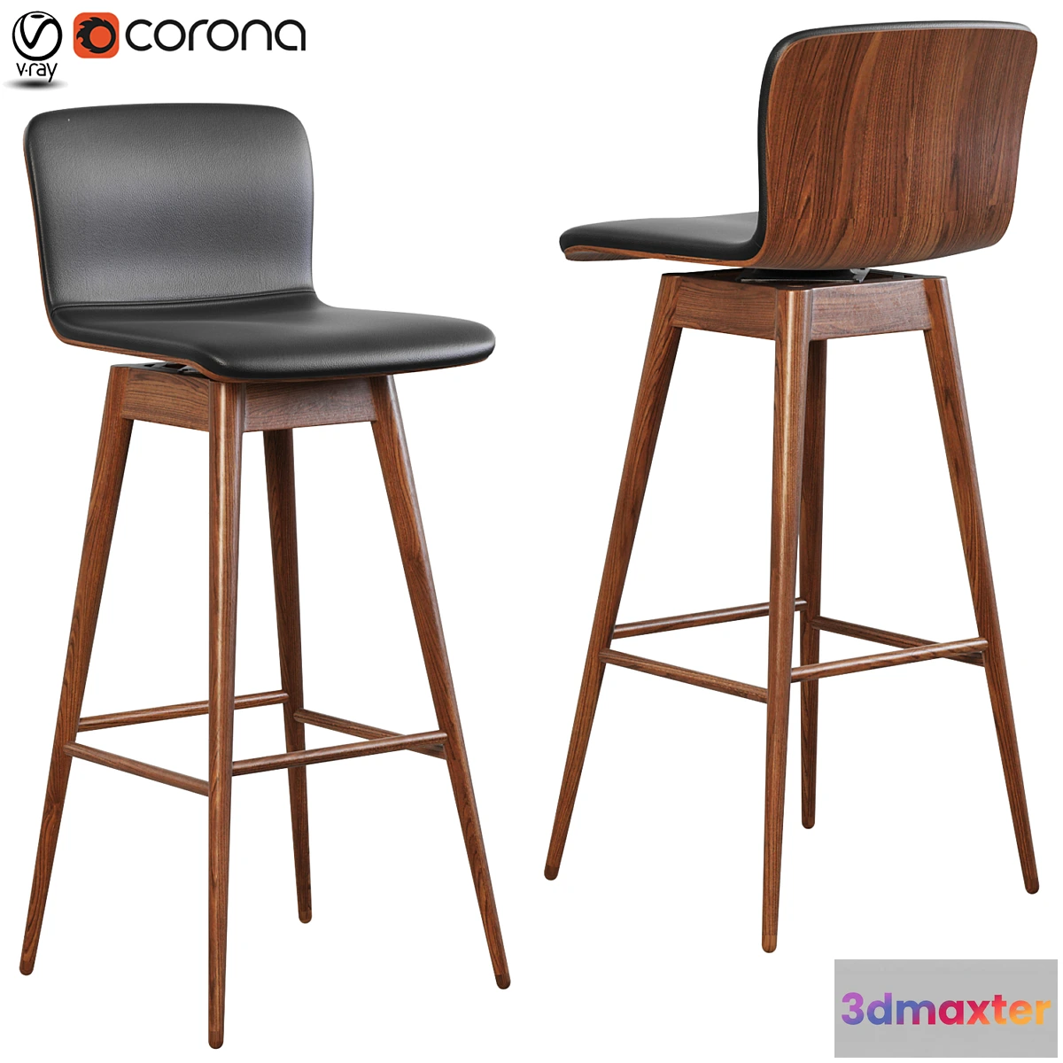 1464732 - Sede Black Swivel Bar Stool 3D Max