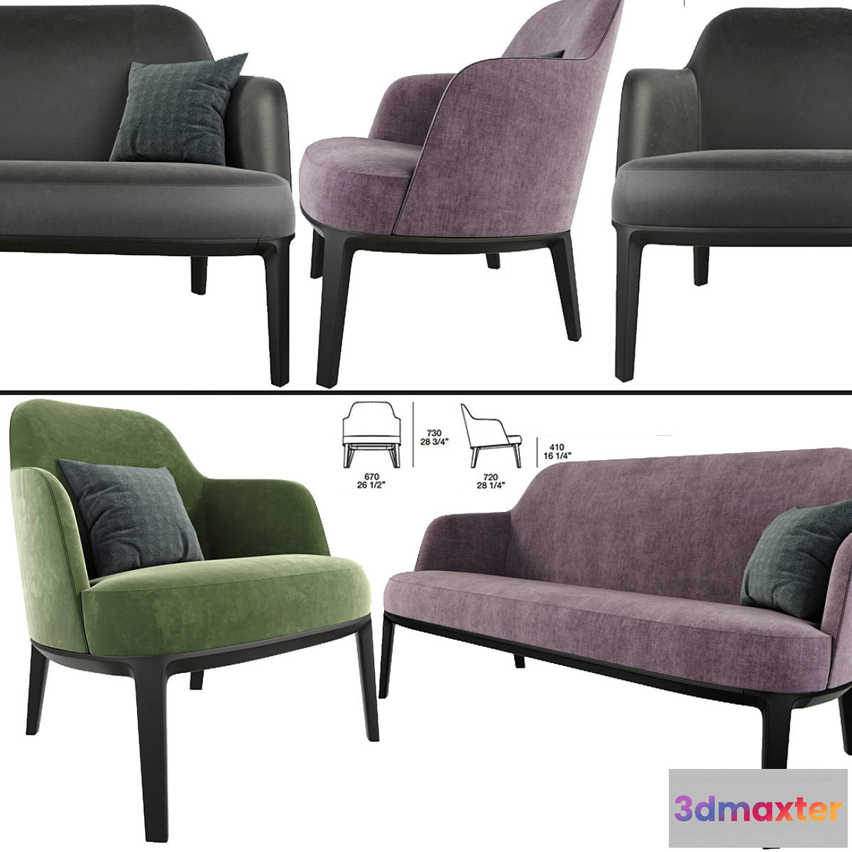 1468826 - Poliform Jane Arm Chair And Sofa 3D Max