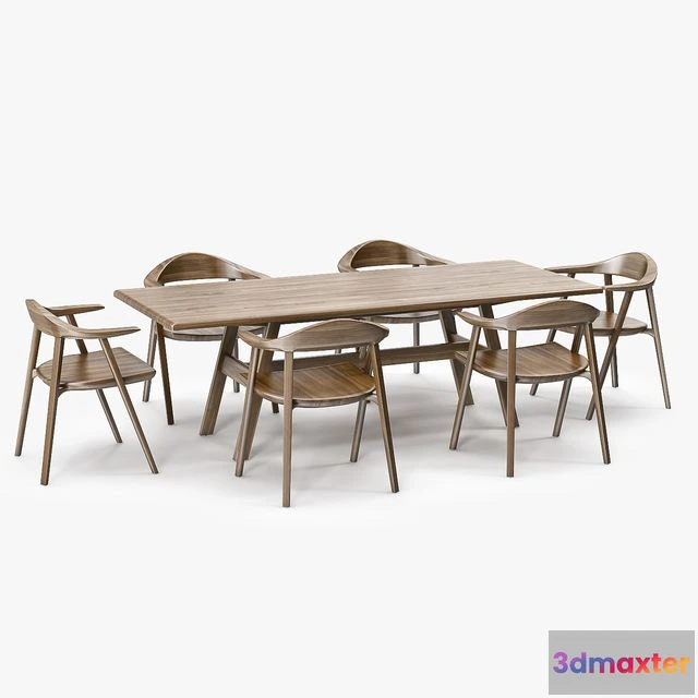 1542309 - BassamFellows Mantis Side Chair & Kant Table 3D Max