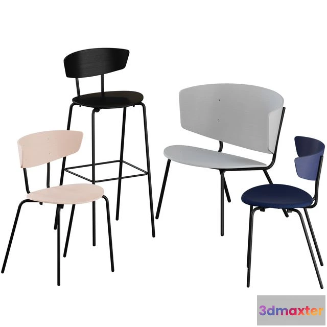 1551549 - Herman Chairs + Bar stool + Lounge by Ferm Living 3D Max