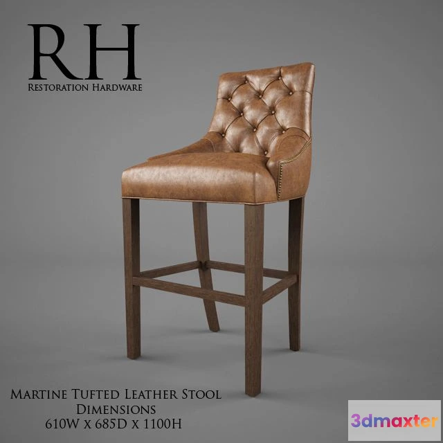1553541 - Restoration Hardware Martine Tufted Leather Stool 3D Max
