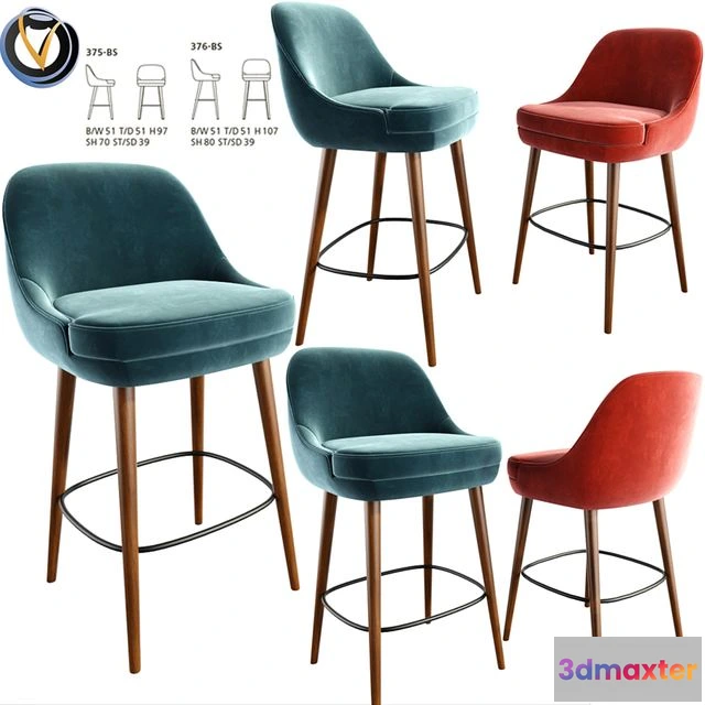 1561070 - 375 Walter Knoll Counter Bar Stool 3D Max