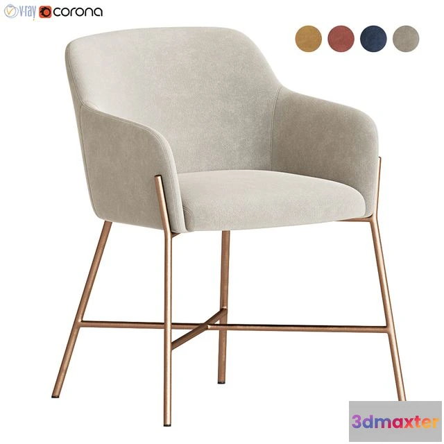 1566698 - Ana Velvet Arm Dining Chair 3D Max