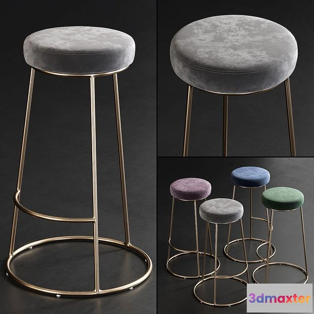1567646 - Rockett St George Atlantis Velvet Bar Stool 3D Max