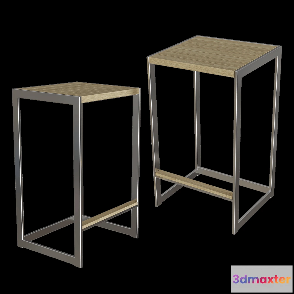 1619838 - Röshults - Outdoor Kitchen Garden Bar Chair Low Aluminum 3D Max