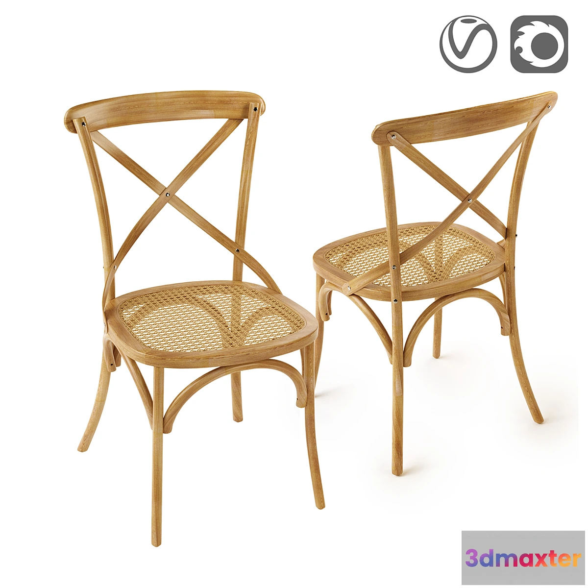 543095 - Chair in oak and wicker Cedak