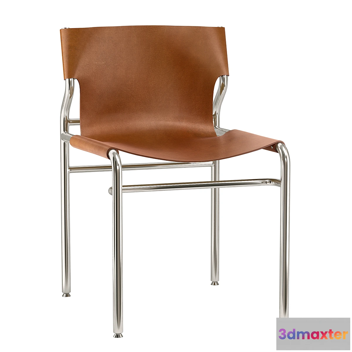 554475 - CB2 - Surf Sling Brown Leather Dining Chair