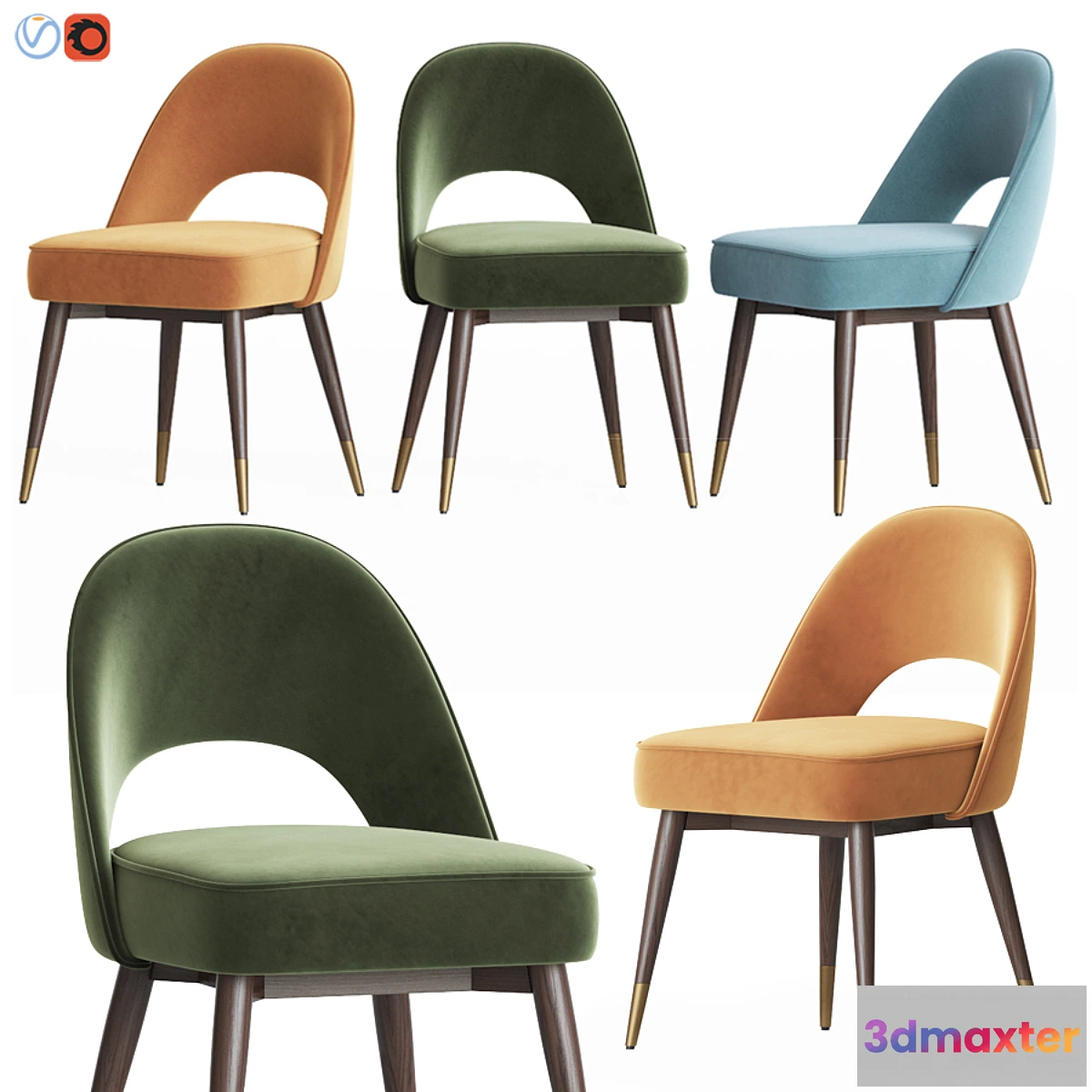 554655 - Mid Century Modern Dark Velvet Dining Chair