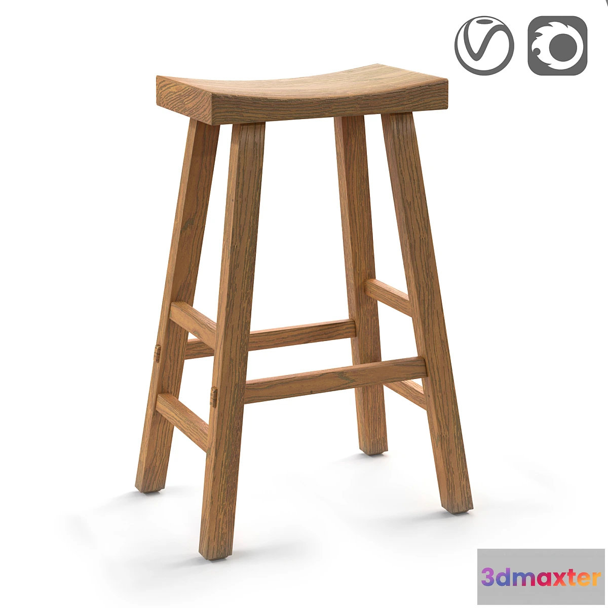 554941 - Bar stool from solid elm Asayo