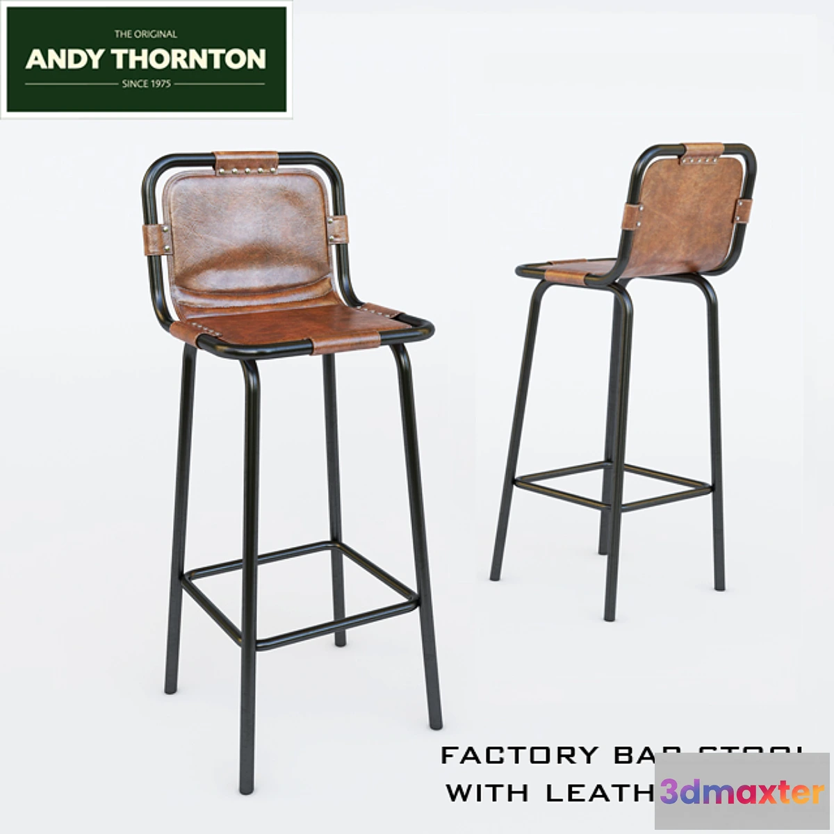 587192 - FACTORY BAR STOOL WITH LEATHER SEAT