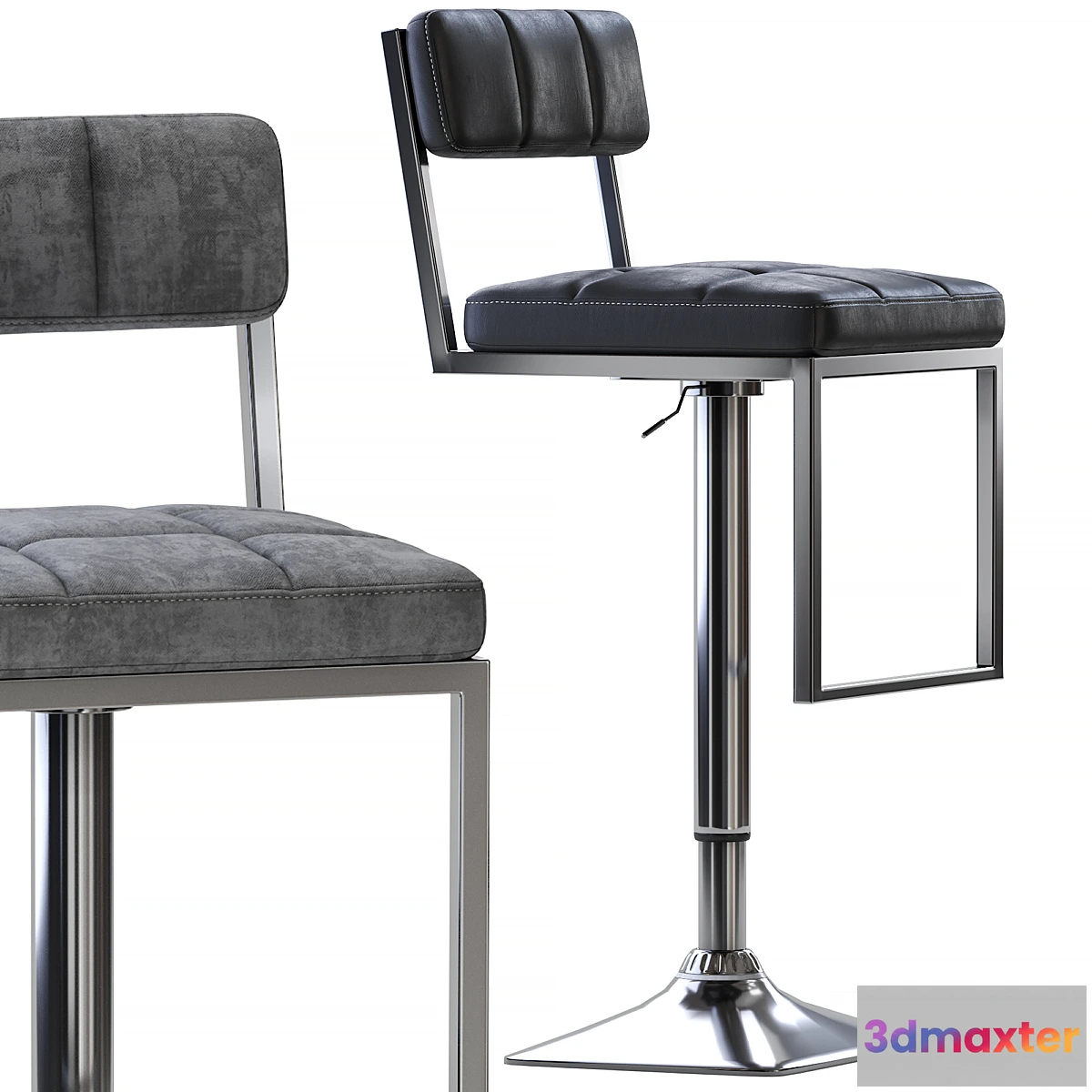 610715 - CorLiving Square-Tufted Wide Adjustable Bar Stool