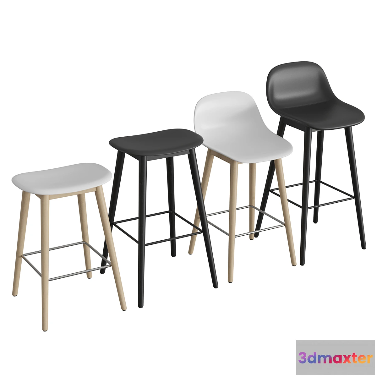 610821 - Fiber Bar Stool Wood Base