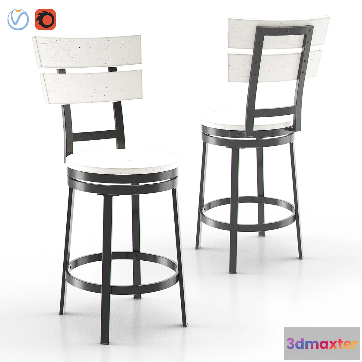 610855 - Metal & Timber Swivel Stool - 001
