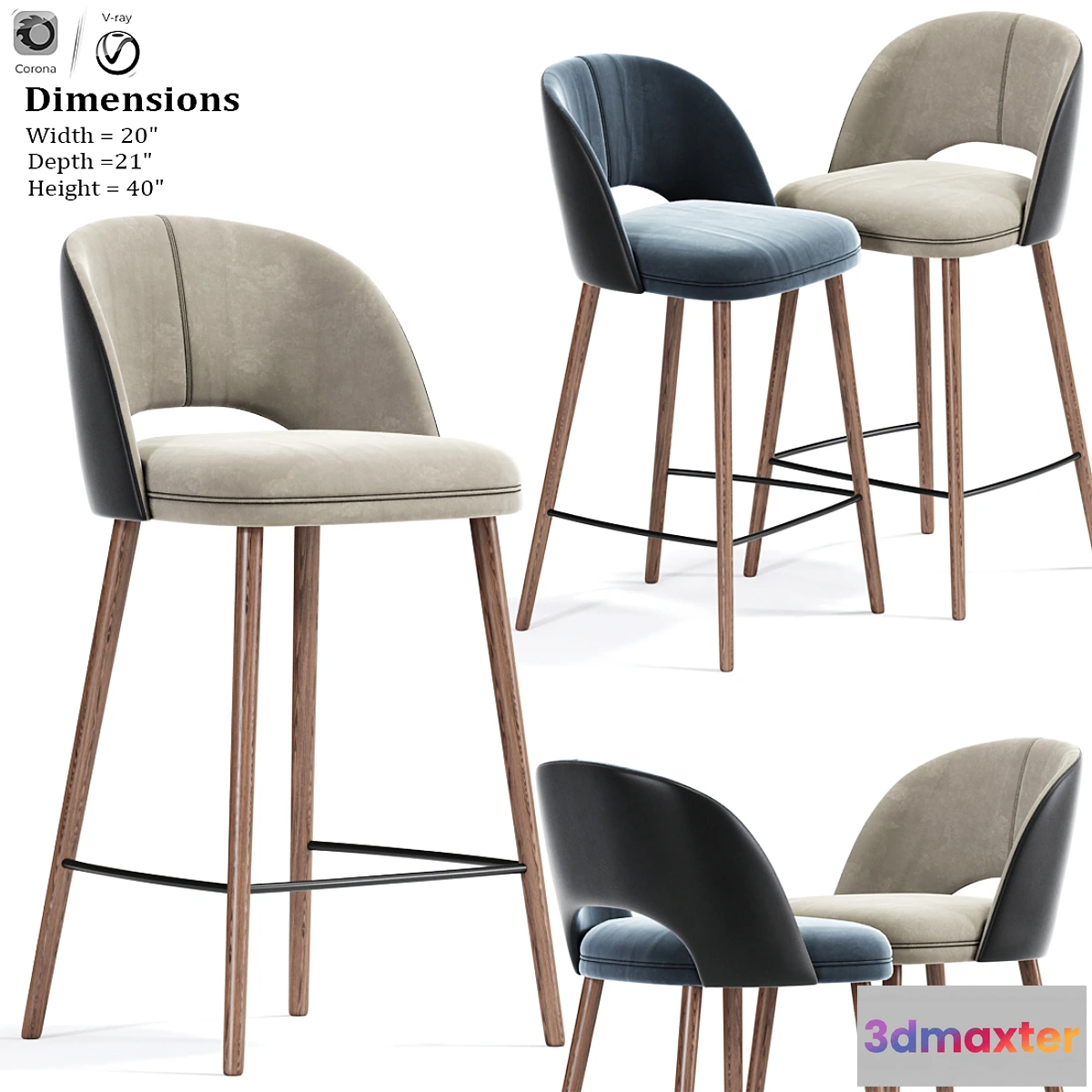 611013 - Mid Century Modern Barrel Backed Bar Stool