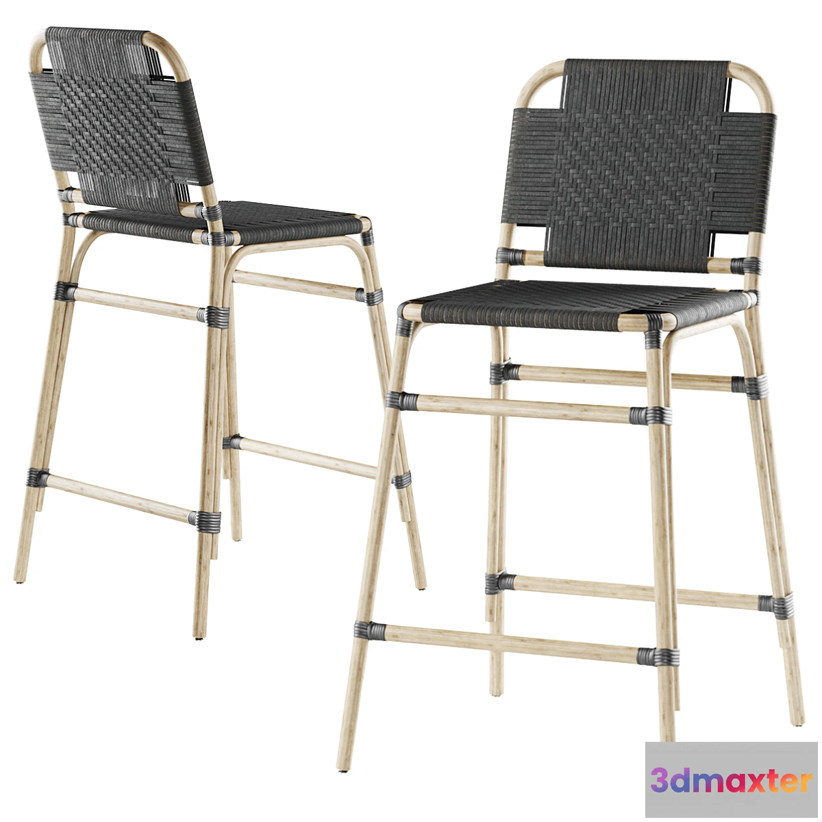 611157 - Rattan bar stool MD43 high back _ Rattan bar stool