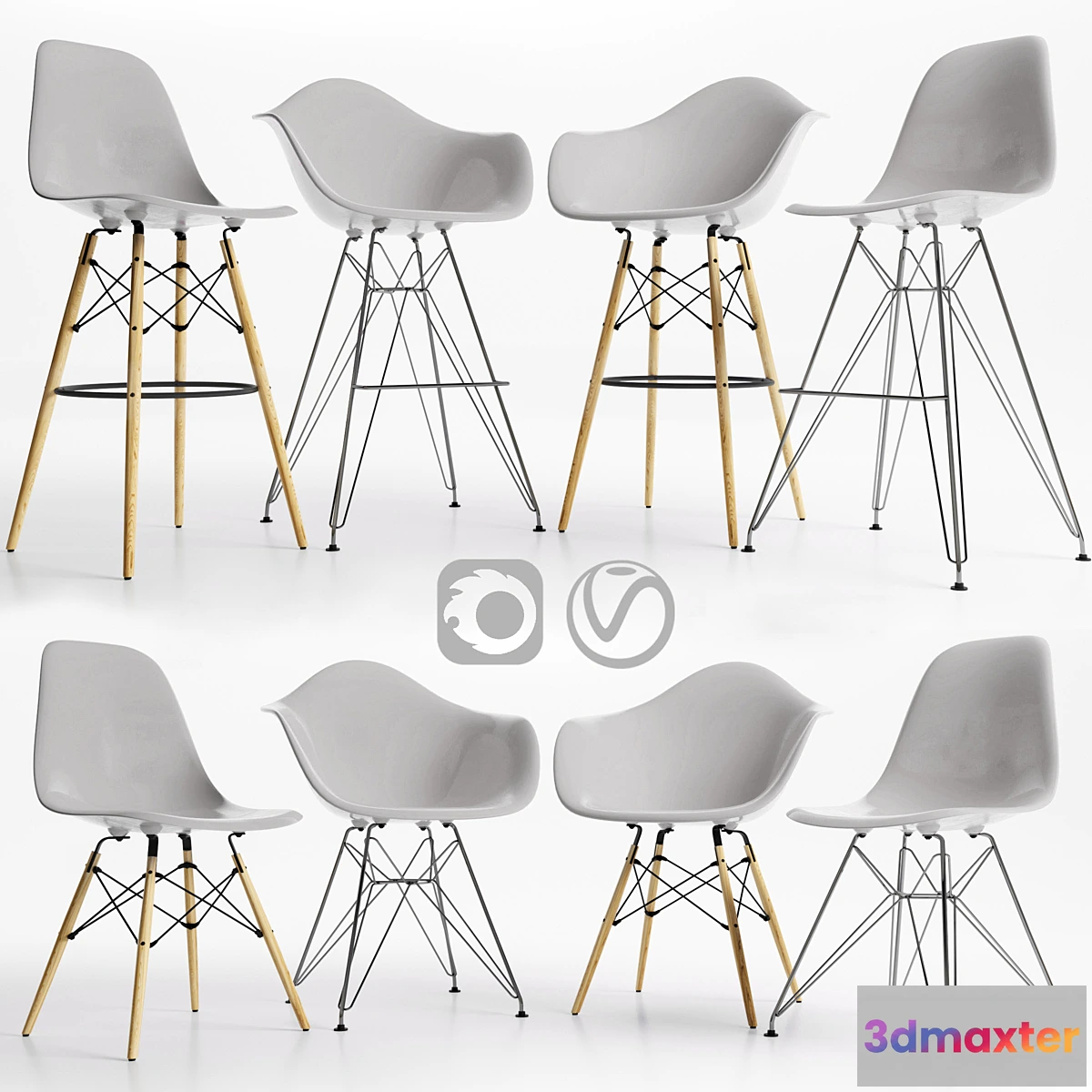 622731 - Eames Plastic Side Chairs GRAY