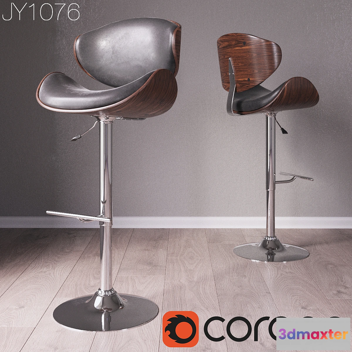 635555 - JY1076 Barstool Walnut & Black