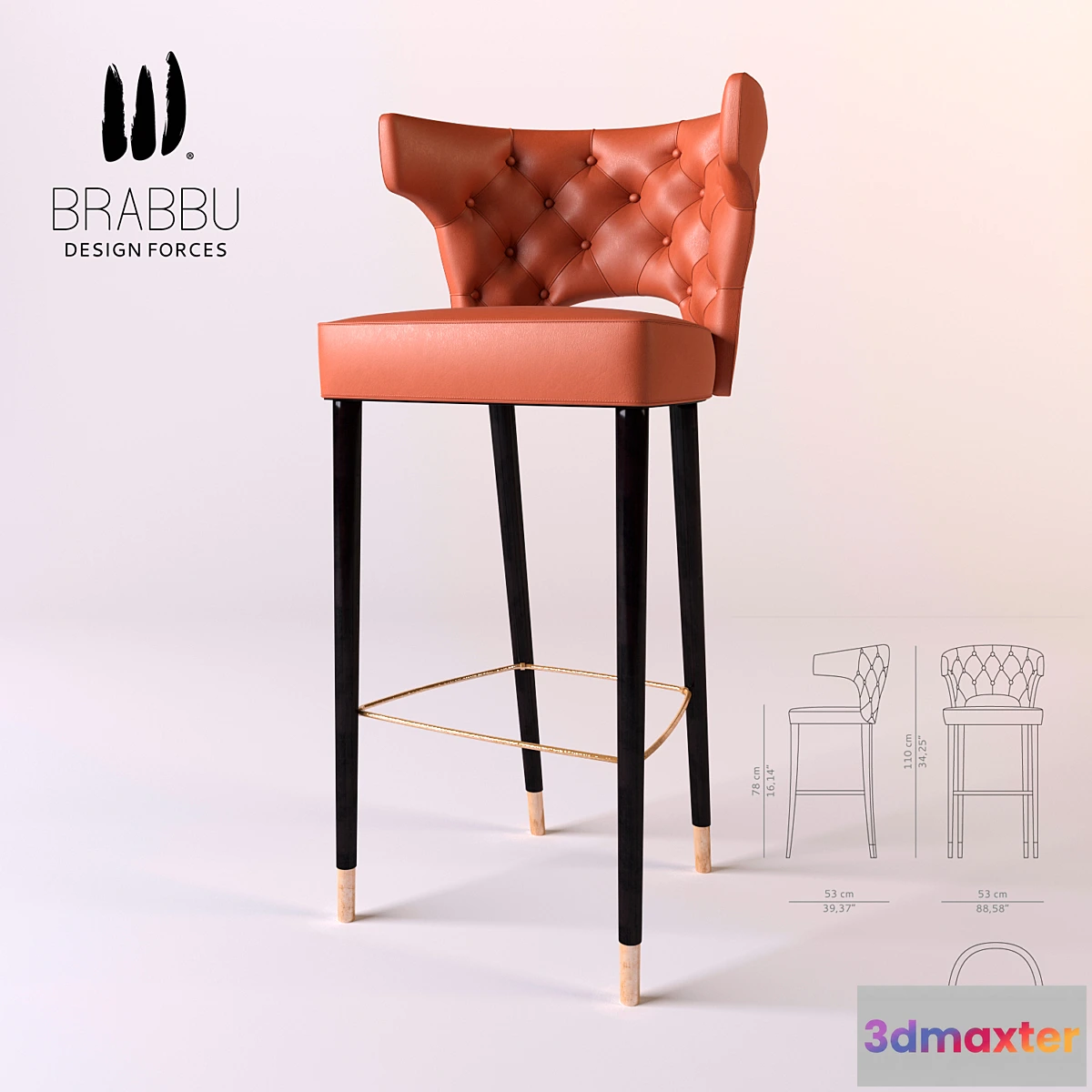 650629 - BRABBU design KANSAS BAR CHAIR