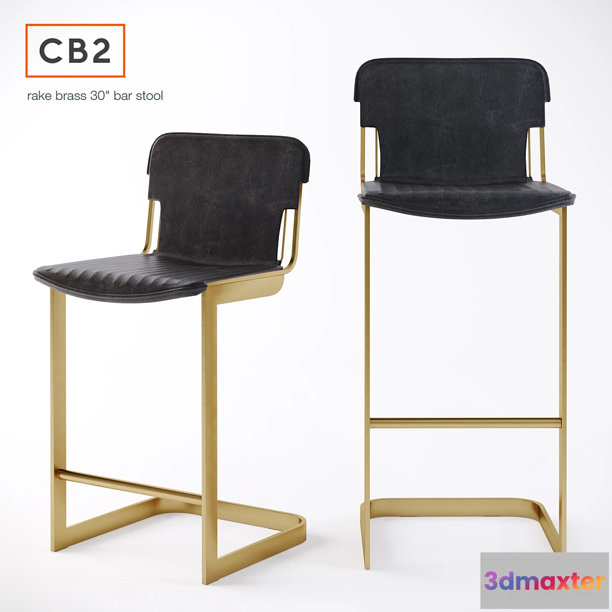 666153 - CB2 Rake Brass bar stool