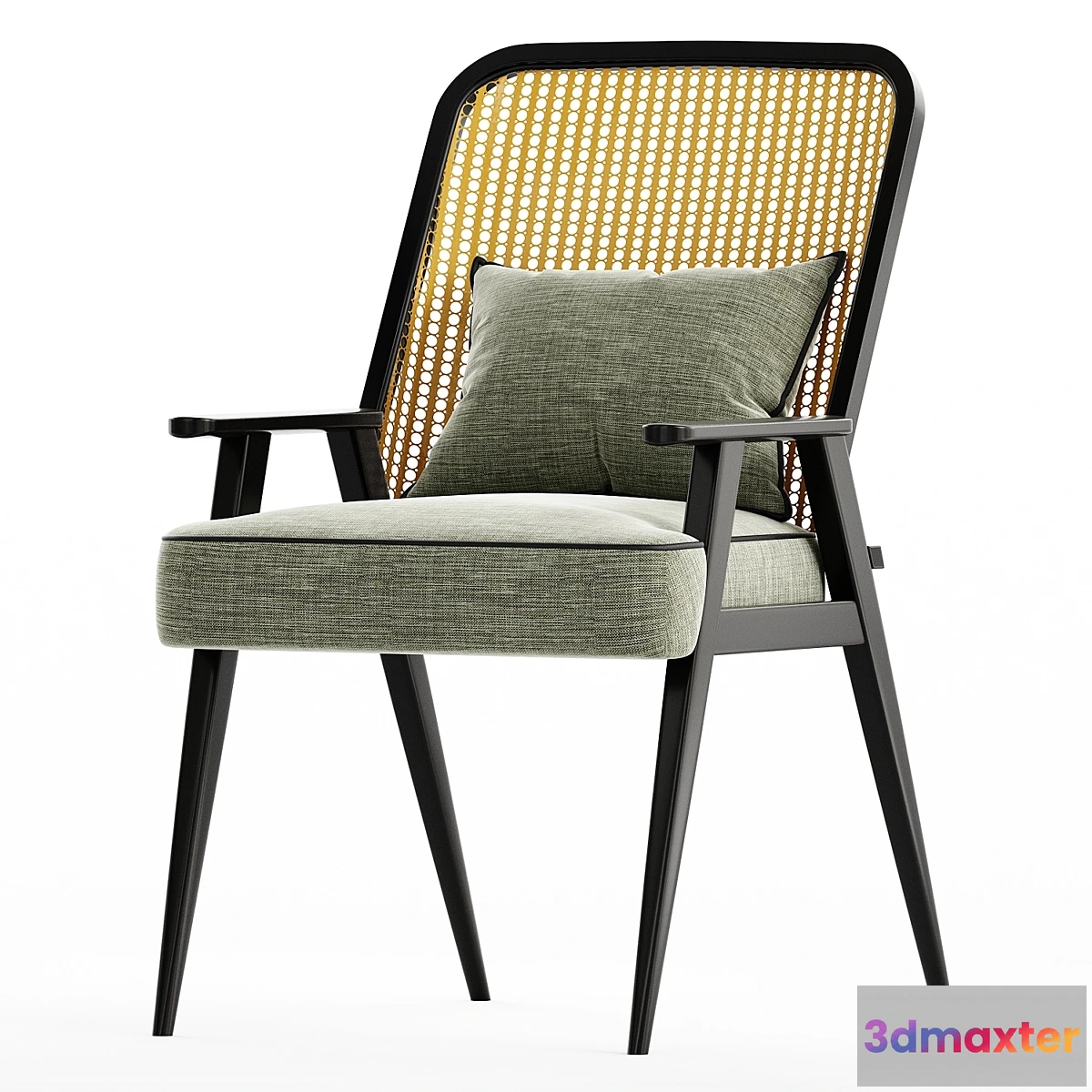 698304 - Upholstered Cane Back Armchair