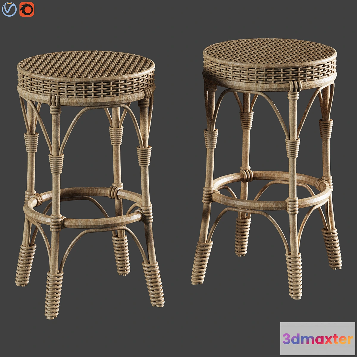 698360 - Parisian Woven Backless Bar & Counter Stools