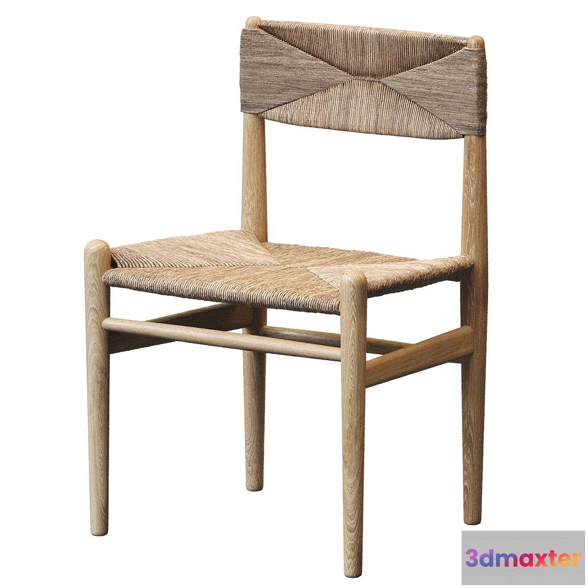 698654 - Rustic Wood and Woven Chair - Set 01
