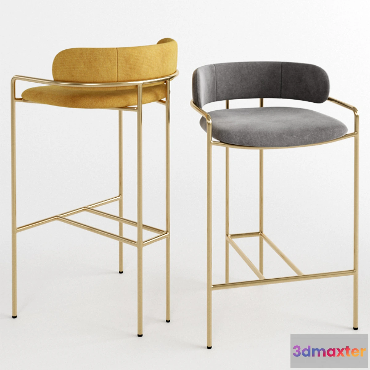 795126 - WEST ELM Lenox Velvet Bar + Counter Stools - No.2