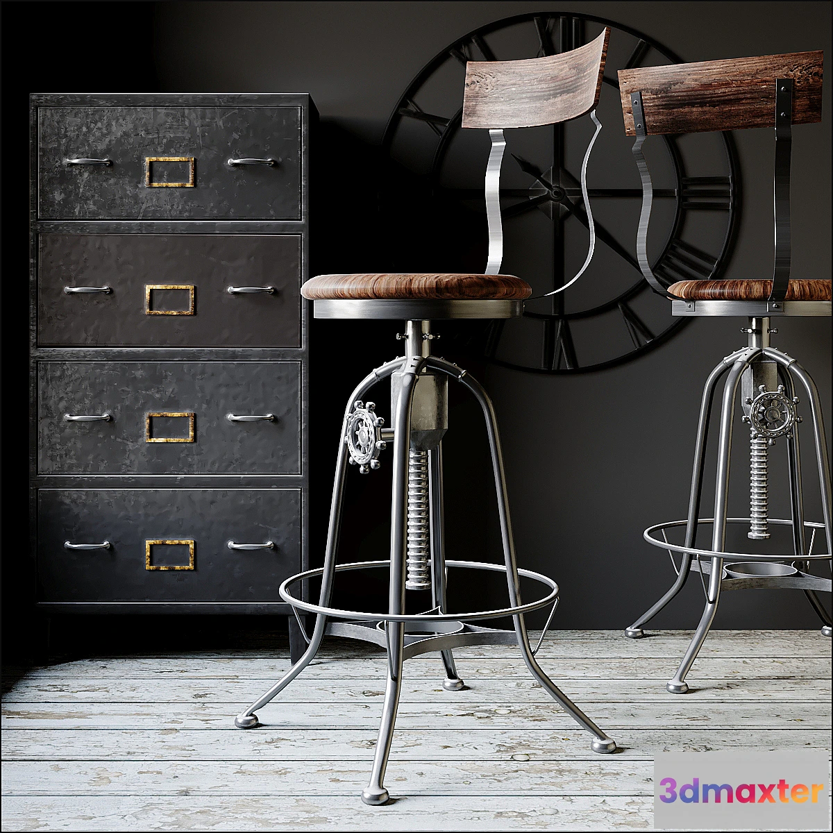 795622 - Industrial Clock House Stool - No.2