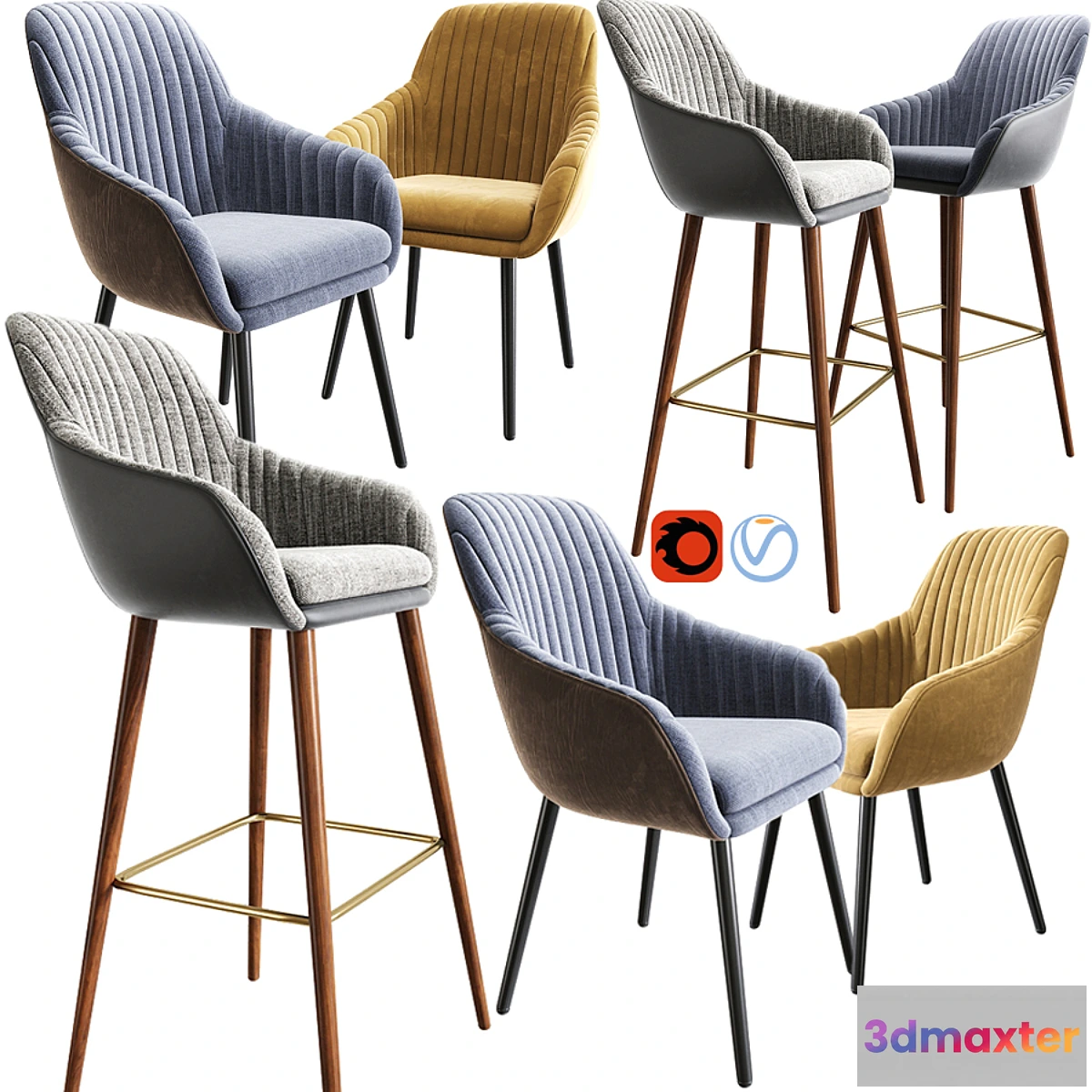 831628 - Rochelle Strip Bar Stool And Dining Chair - No.3