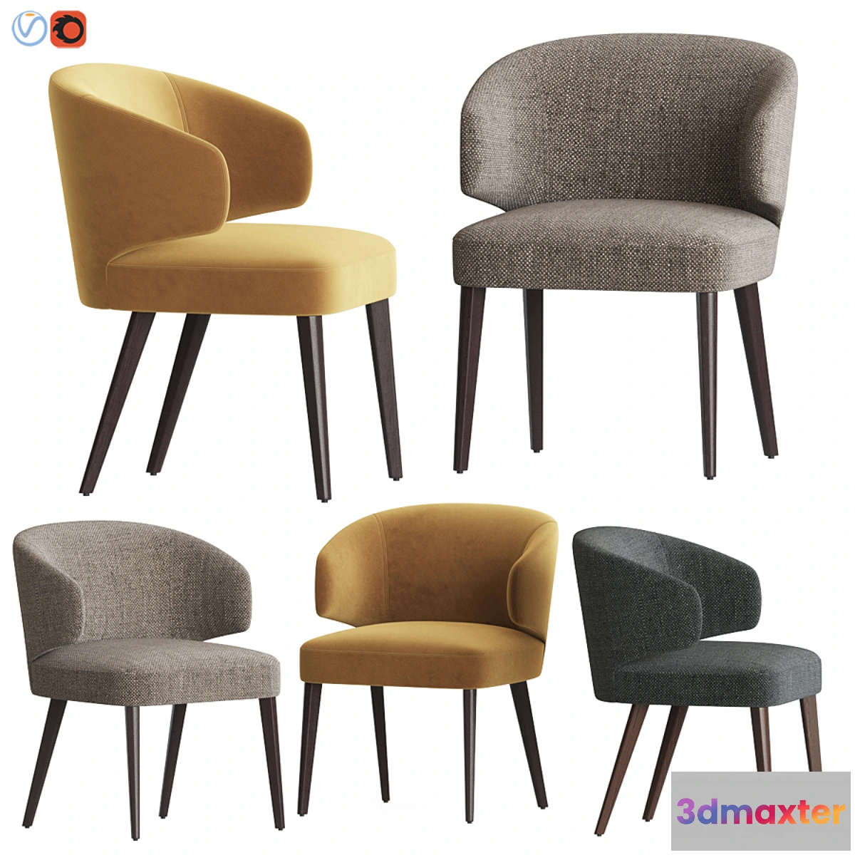 832288 - Modrest Carlton Gray Fabric Dining Chair - No.3