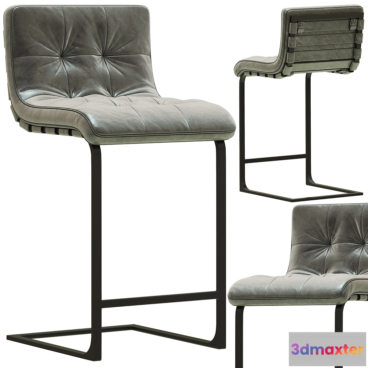 832438 - RH Modern Rossi Leather Stool - No.3