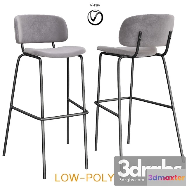 945322 - Bar stool biarritz bar gray (low poly) 2