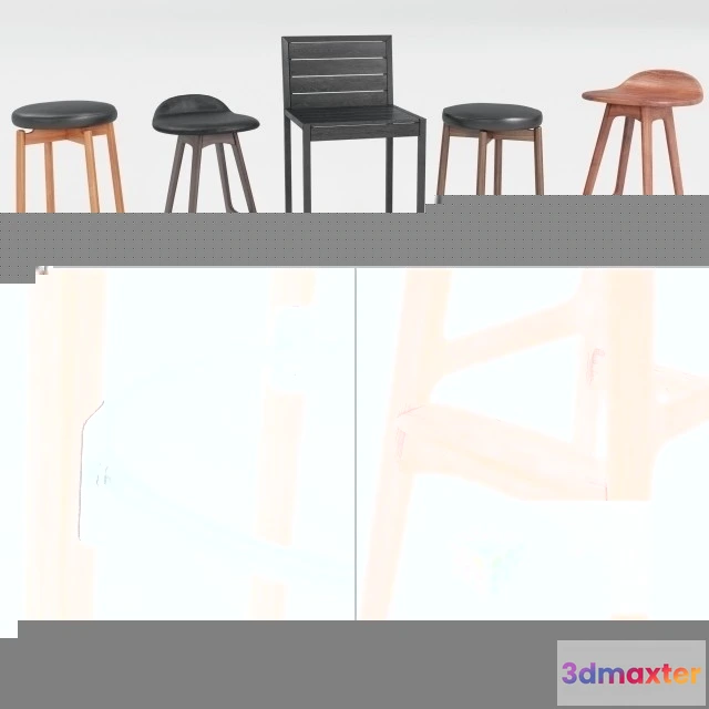 945412 - Bar Stool Wooden Set