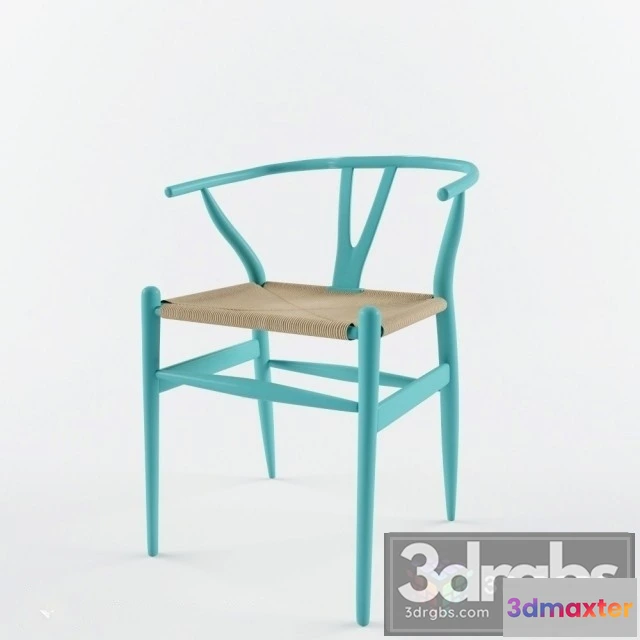 945694 - Blue Wishbone Side Chair