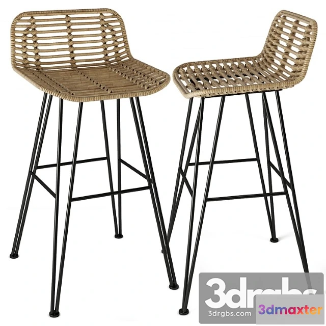 949654 - Rattan iron bar stool 2