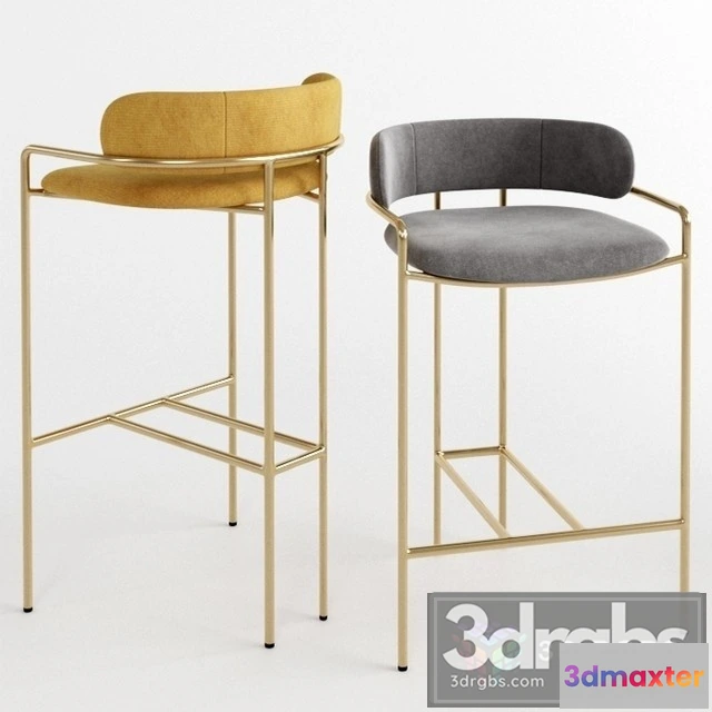 950812 - West Elm Lenox Velvet Bar Counter Stools