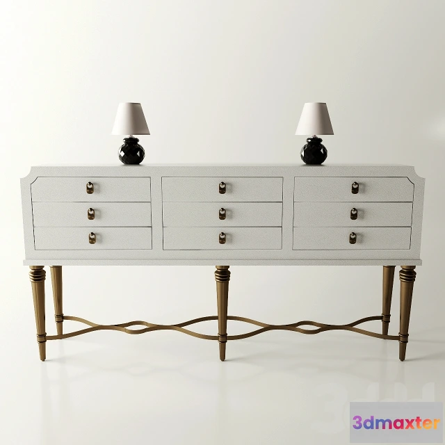 1073126 - Aubree 6 Drawer Console and Daniela Accent Lamp - 206683