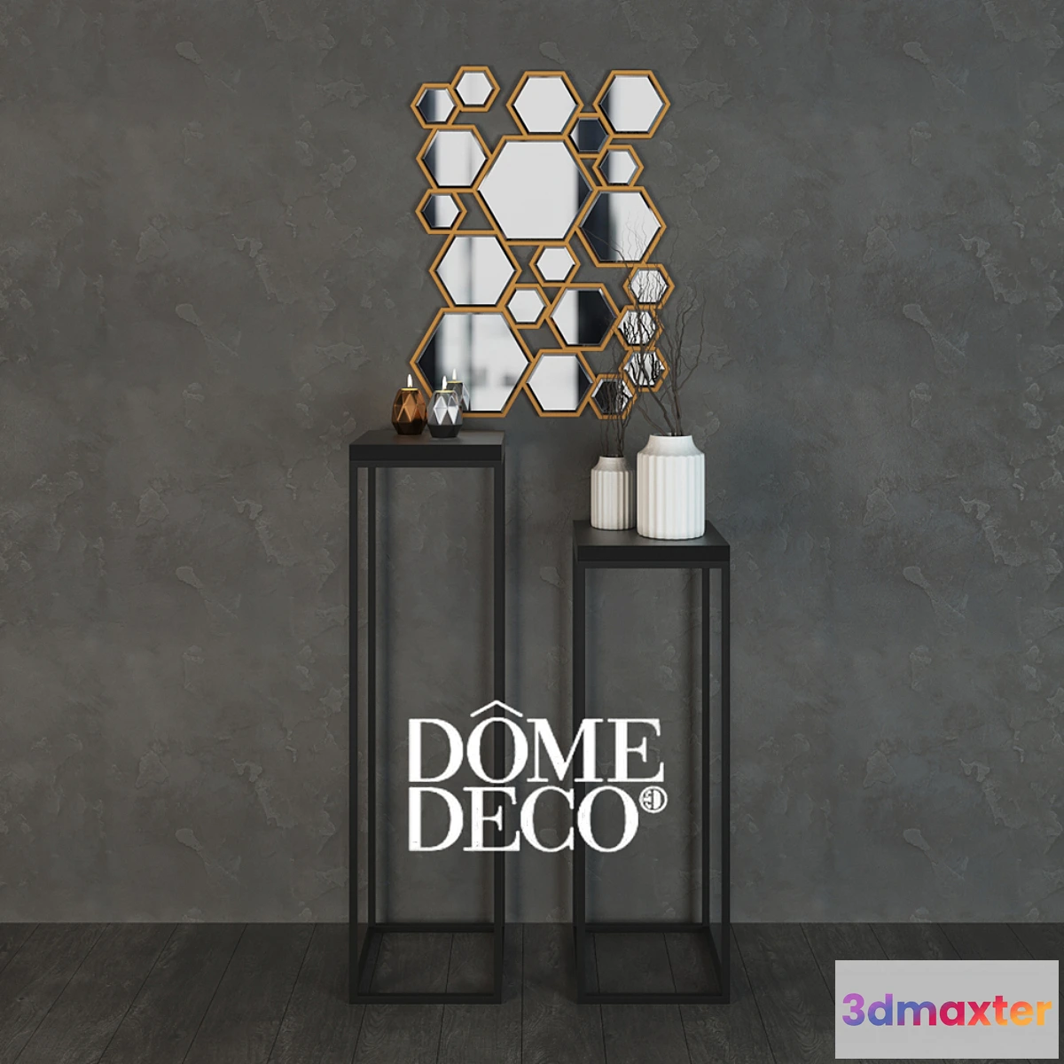 1286972 - Dome Deco decor set with vases consoles mirror 3D Max